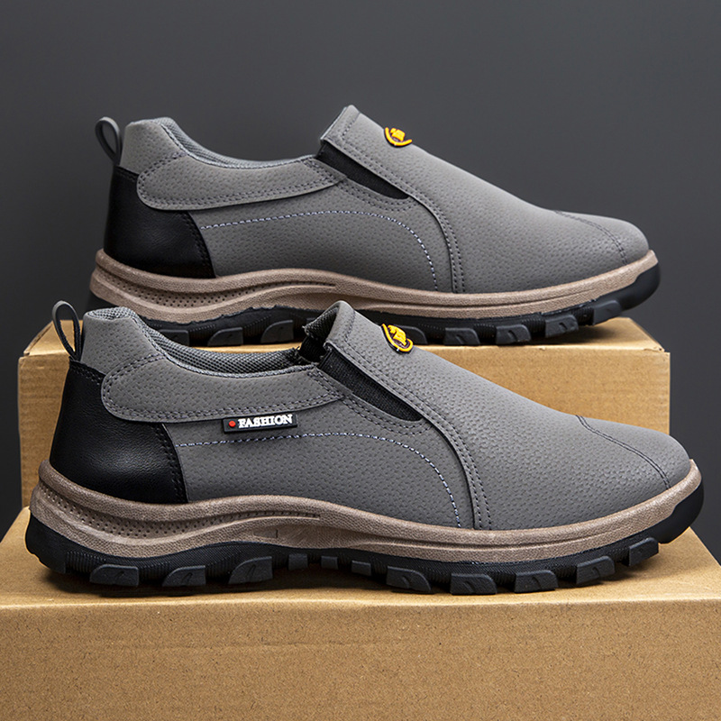 (⏰Limited Time 70% Discount off)Men's Outdoor Breathable Genuine Leather Shoes Non-slip Slip-On Shoes Arch Support Orthopedic Shoes