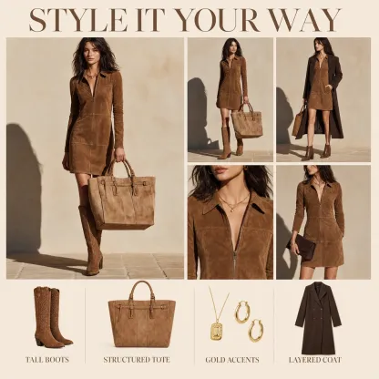 Boots, tote, jewelry and coat styling board