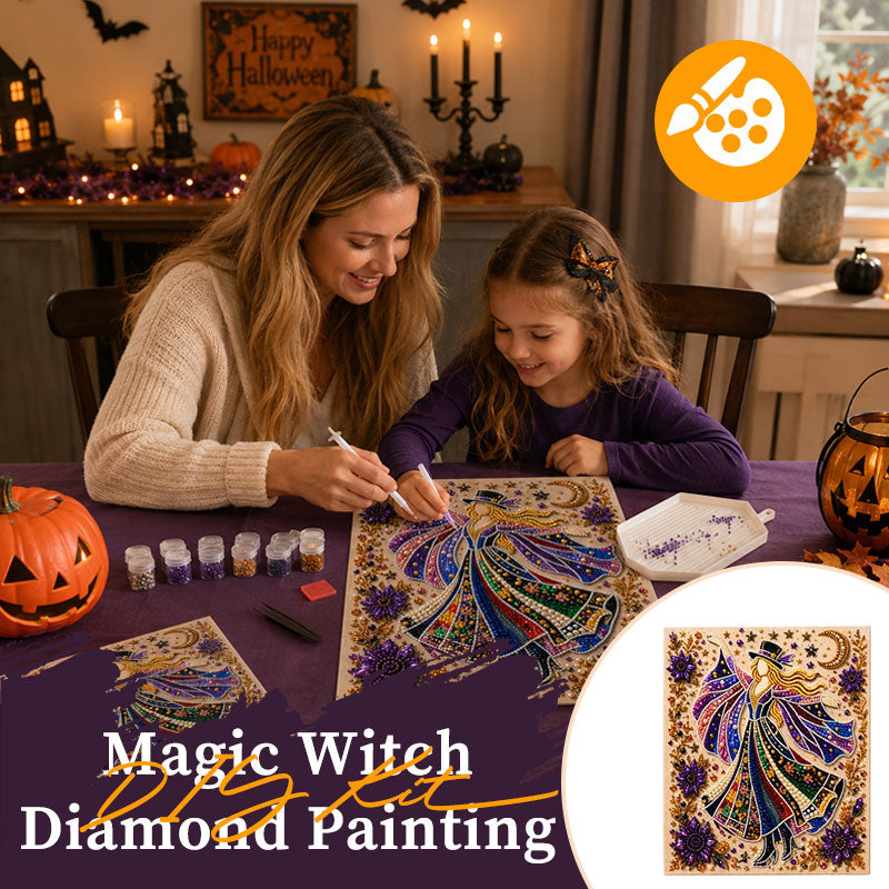 ✨ Enchanted Moon Witch Diamond Painting Kit