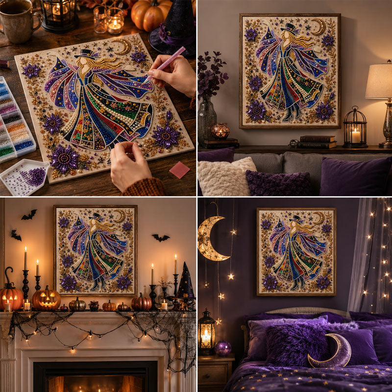 ✨ Enchanted Moon Witch Diamond Painting Kit