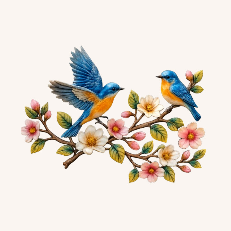 Bluebird Blossom Metal Wall Art Decor 🐦🌸✨