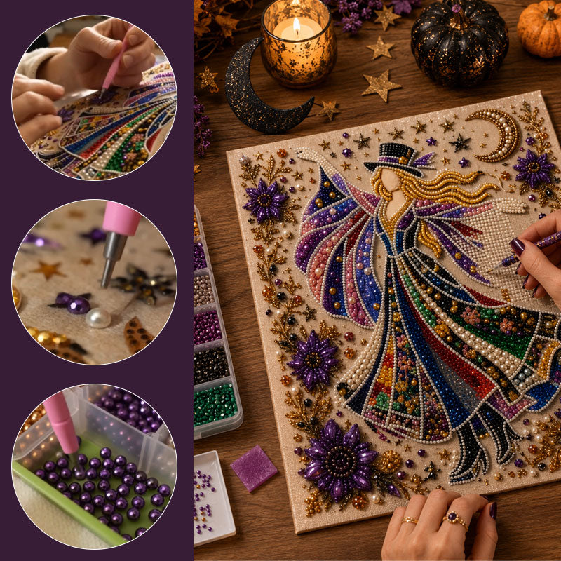 ✨ Enchanted Moon Witch Diamond Painting Kit