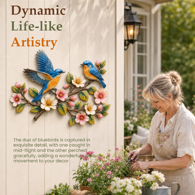 Bluebird Blossom Metal Wall Art Decor 🐦🌸✨
