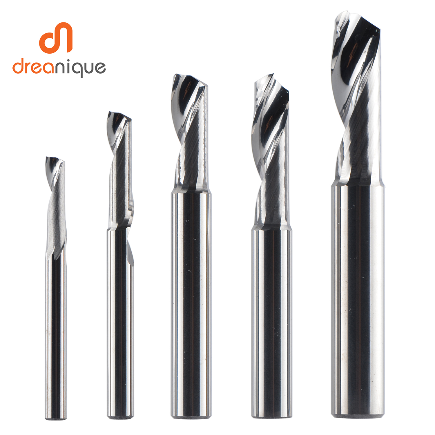 Dreanique 1pc 3.175 4 6 8mm CNC Single Flute Solid Carbide Alloy End Mill,  Milling Cutter bit for Alu SA1F