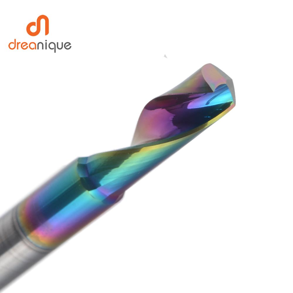 Dreanique 1pc 3.175 4 6 8mm CNC Single Flute Solid Carbide Alloy End Mill, DLC Coating Milling Cutter bit for Alu DSA1F