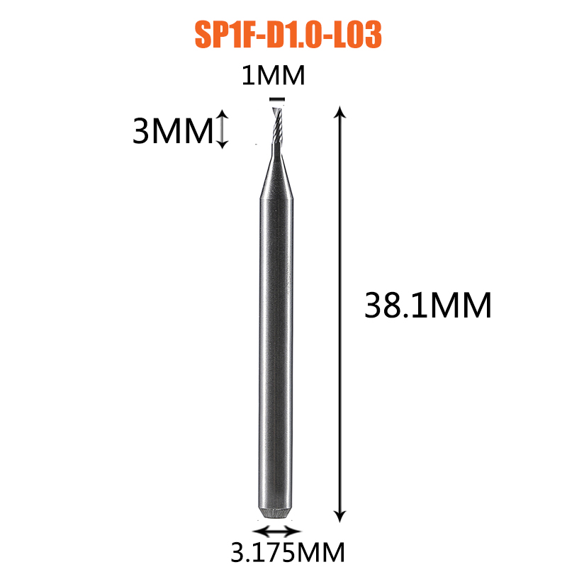 Single Flute Spiral End Mill Aluminum Milling Cutter 3D Engraving Carving Bit For Woodworking Acrylic ACM Milling