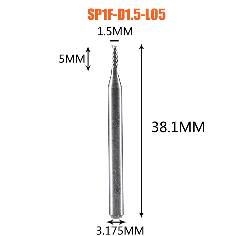 Single Flute Spiral End Mill Aluminum Milling Cutter 3D Engraving Carving Bit For Woodworking Acrylic ACM Milling