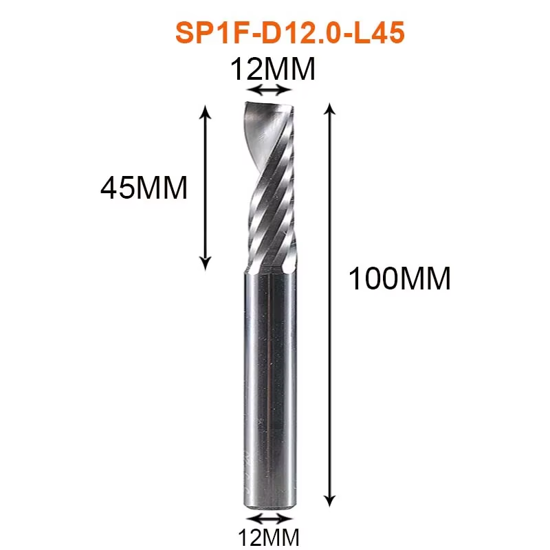 Single Flute Spiral End Mill Aluminum Milling Cutter 3D Engraving Carving Bit For Woodworking Acrylic ACM Milling