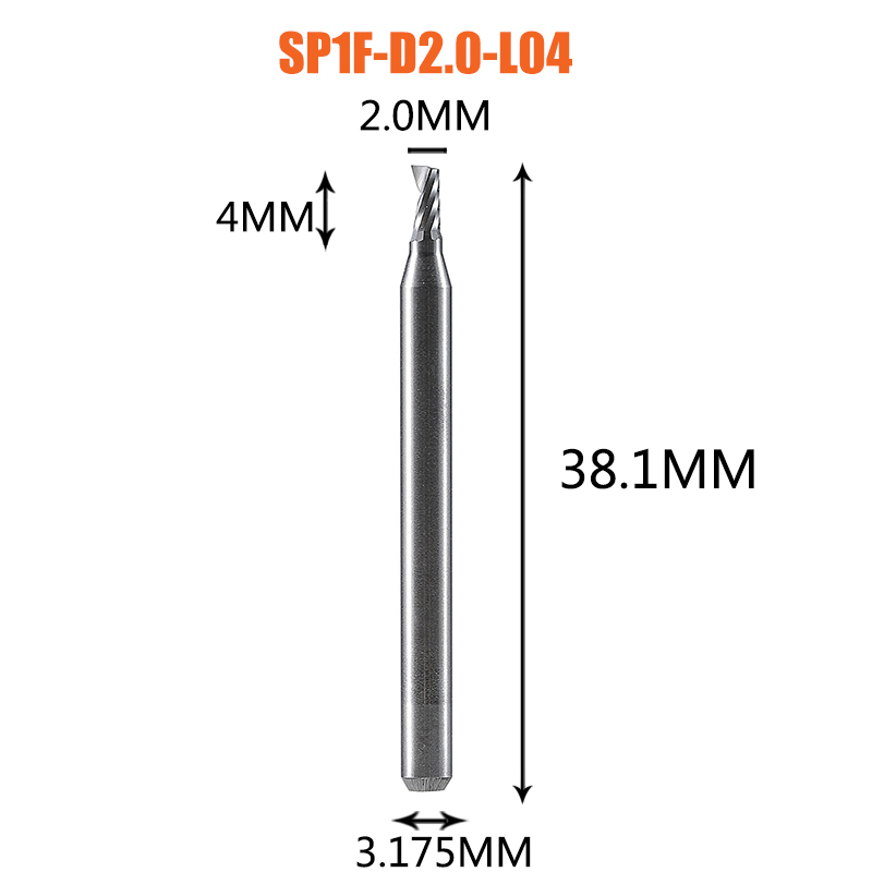 Single Flute Spiral End Mill Aluminum Milling Cutter 3D Engraving Carving Bit For Woodworking Acrylic ACM Milling