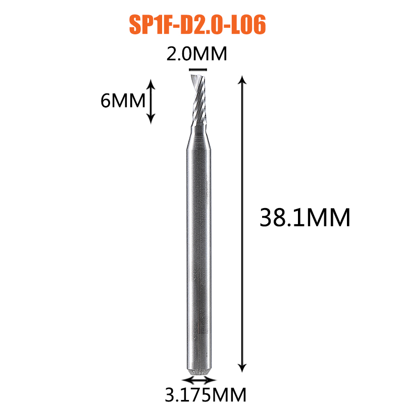 Single Flute Spiral End Mill Aluminum Milling Cutter 3D Engraving Carving Bit For Woodworking Acrylic ACM Milling