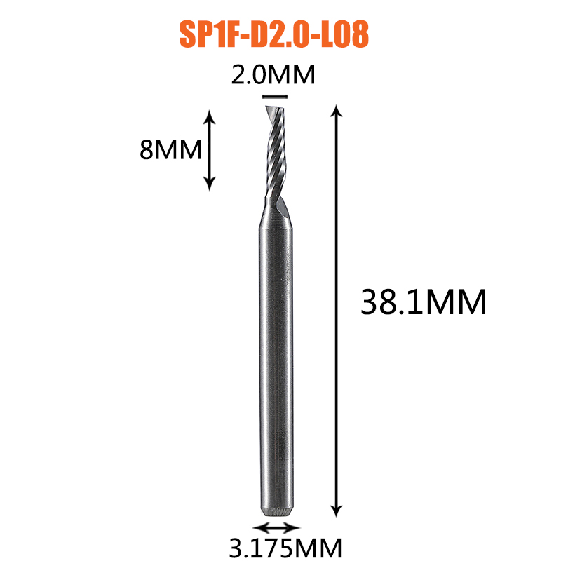 Single Flute Spiral End Mill Aluminum Milling Cutter 3D Engraving Carving Bit For Woodworking Acrylic ACM Milling
