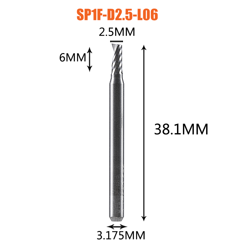 Single Flute Spiral End Mill Aluminum Milling Cutter 3D Engraving Carving Bit For Woodworking Acrylic ACM Milling