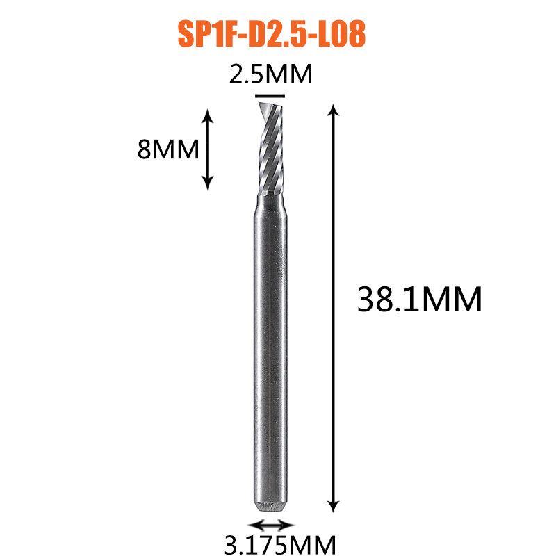 Single Flute Spiral End Mill Aluminum Milling Cutter 3D Engraving Carving Bit For Woodworking Acrylic ACM Milling