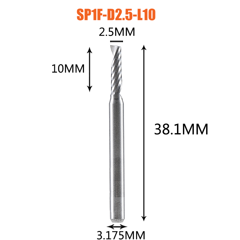 Single Flute Spiral End Mill Aluminum Milling Cutter 3D Engraving Carving Bit For Woodworking Acrylic ACM Milling