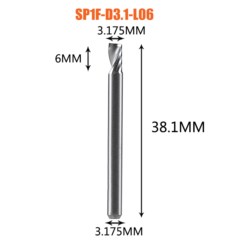 Single Flute Spiral End Mill Aluminum Milling Cutter 3D Engraving Carving Bit For Woodworking Acrylic ACM Milling