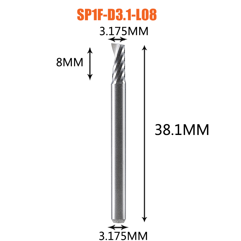 Single Flute Spiral End Mill Aluminum Milling Cutter 3D Engraving Carving Bit For Woodworking Acrylic ACM Milling