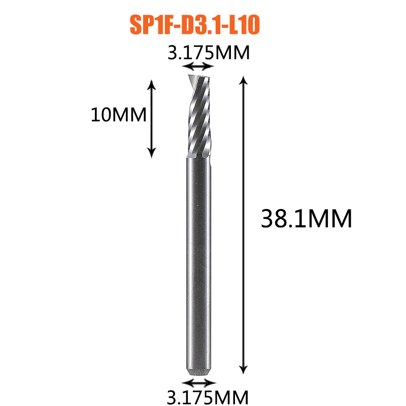Single Flute Spiral End Mill Aluminum Milling Cutter 3D Engraving Carving Bit For Woodworking Acrylic ACM Milling