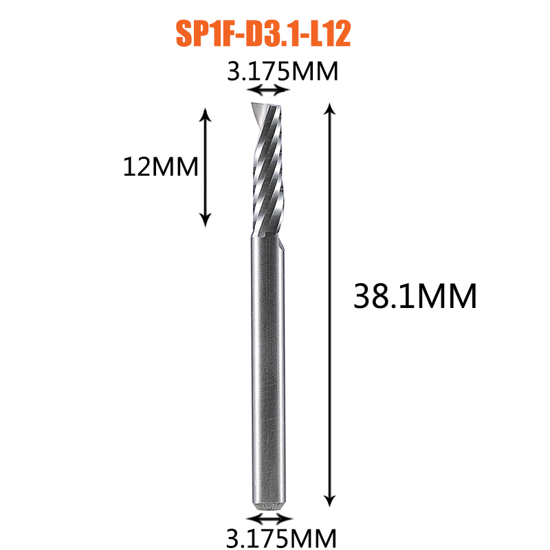 Single Flute Spiral End Mill Aluminum Milling Cutter 3D Engraving Carving Bit For Woodworking Acrylic ACM Milling
