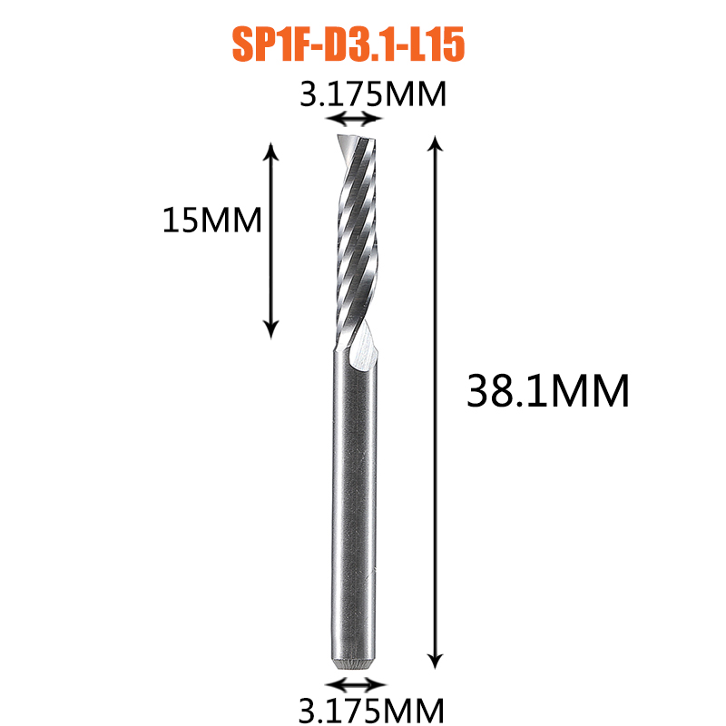 Single Flute Spiral End Mill Aluminum Milling Cutter 3D Engraving Carving Bit For Woodworking Acrylic ACM Milling