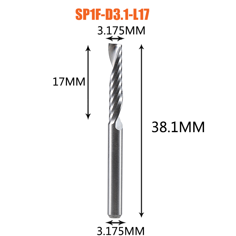 Single Flute Spiral End Mill Aluminum Milling Cutter 3D Engraving Carving Bit For Woodworking Acrylic ACM Milling