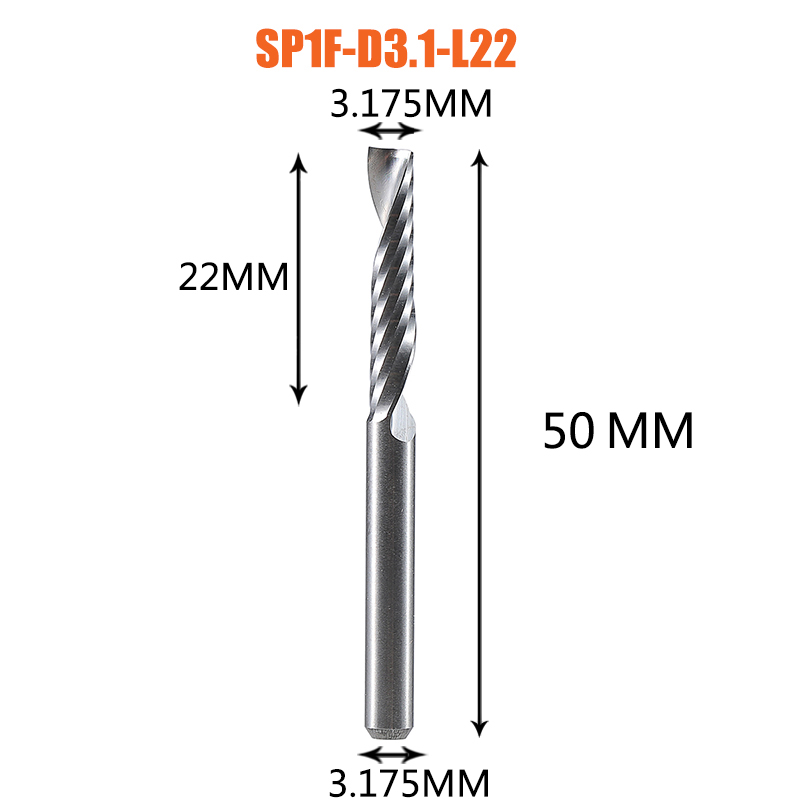 Single Flute Spiral End Mill Aluminum Milling Cutter 3D Engraving Carving Bit For Woodworking Acrylic ACM Milling