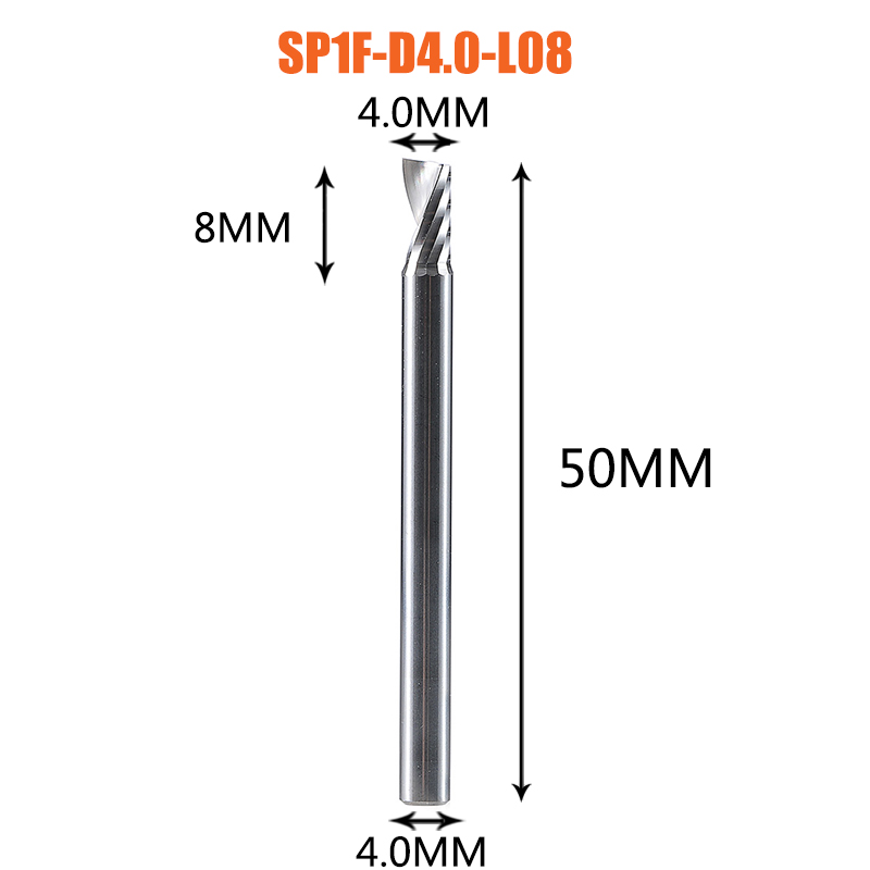 Single Flute Spiral End Mill Aluminum Milling Cutter 3D Engraving Carving Bit For Woodworking Acrylic ACM Milling