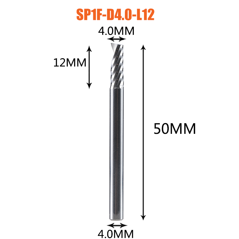 Single Flute Spiral End Mill Aluminum Milling Cutter 3D Engraving Carving Bit For Woodworking Acrylic ACM Milling