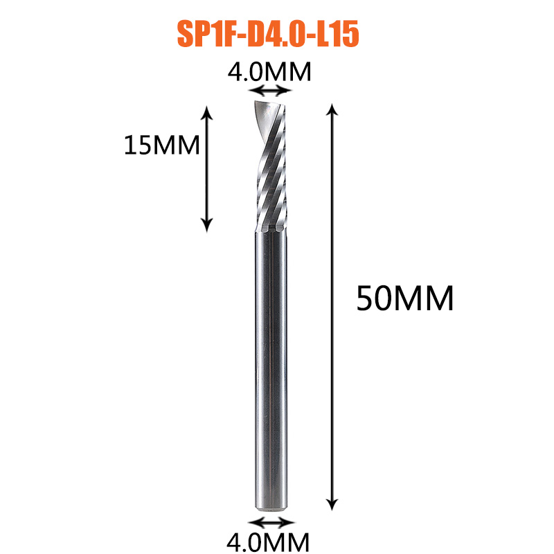 Single Flute Spiral End Mill Aluminum Milling Cutter 3D Engraving Carving Bit For Woodworking Acrylic ACM Milling