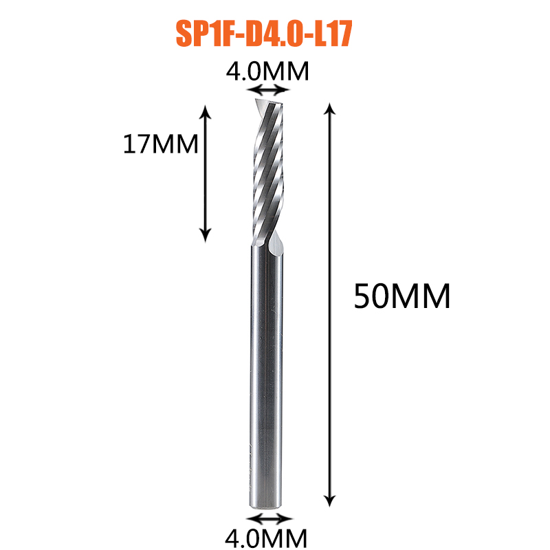 Single Flute Spiral End Mill Aluminum Milling Cutter 3D Engraving Carving Bit For Woodworking Acrylic ACM Milling