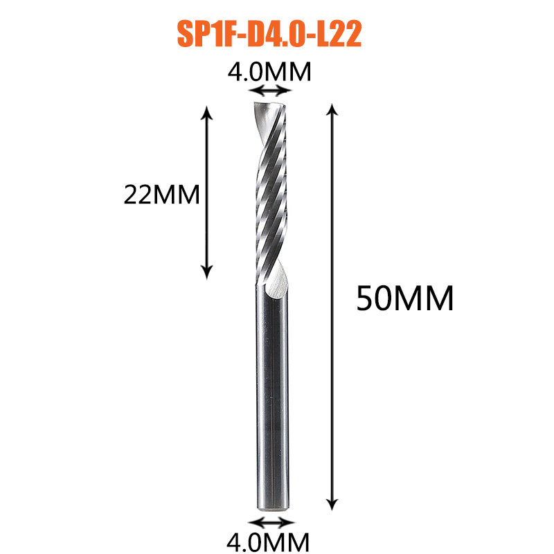 Single Flute Spiral End Mill Aluminum Milling Cutter 3D Engraving Carving Bit For Woodworking Acrylic ACM Milling