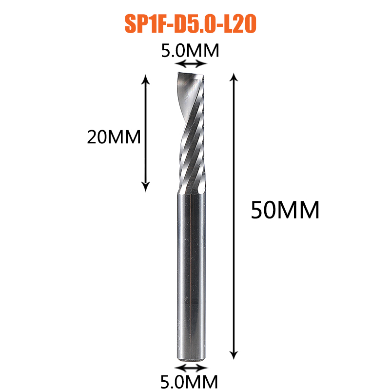Single Flute Spiral End Mill Aluminum Milling Cutter 3D Engraving Carving Bit For Woodworking Acrylic ACM Milling