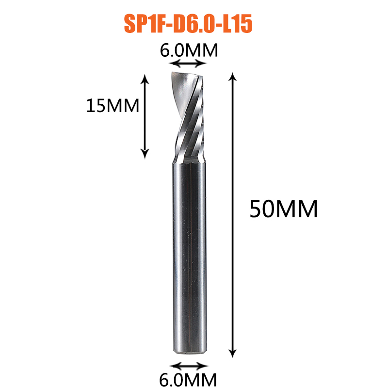 Single Flute Spiral End Mill Aluminum Milling Cutter 3D Engraving Carving Bit For Woodworking Acrylic ACM Milling