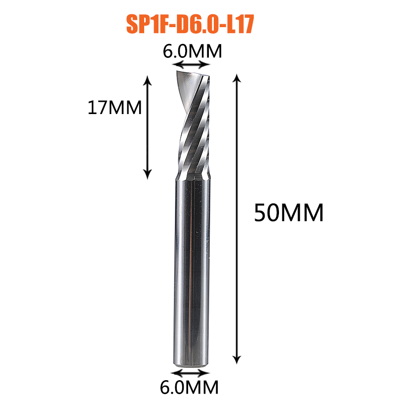 Single Flute Spiral End Mill Aluminum Milling Cutter 3D Engraving Carving Bit For Woodworking Acrylic ACM Milling