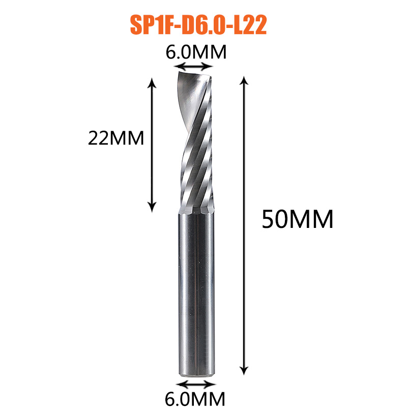 Single Flute Spiral End Mill Aluminum Milling Cutter 3D Engraving Carving Bit For Woodworking Acrylic ACM Milling