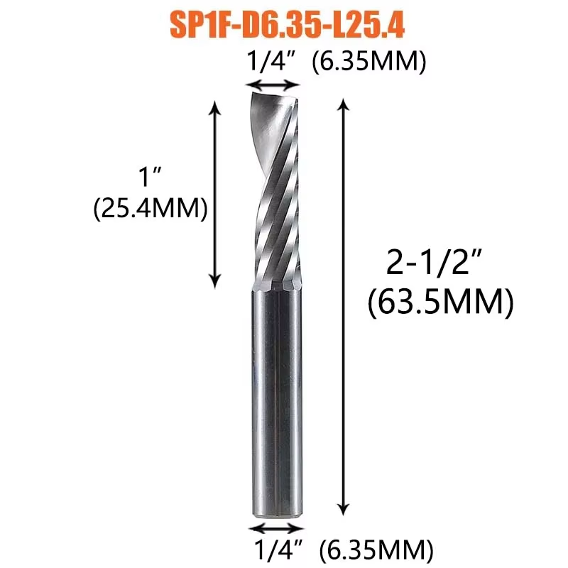 Single Flute Spiral End Mill Aluminum Milling Cutter 3D Engraving Carving Bit For Woodworking Acrylic ACM Milling