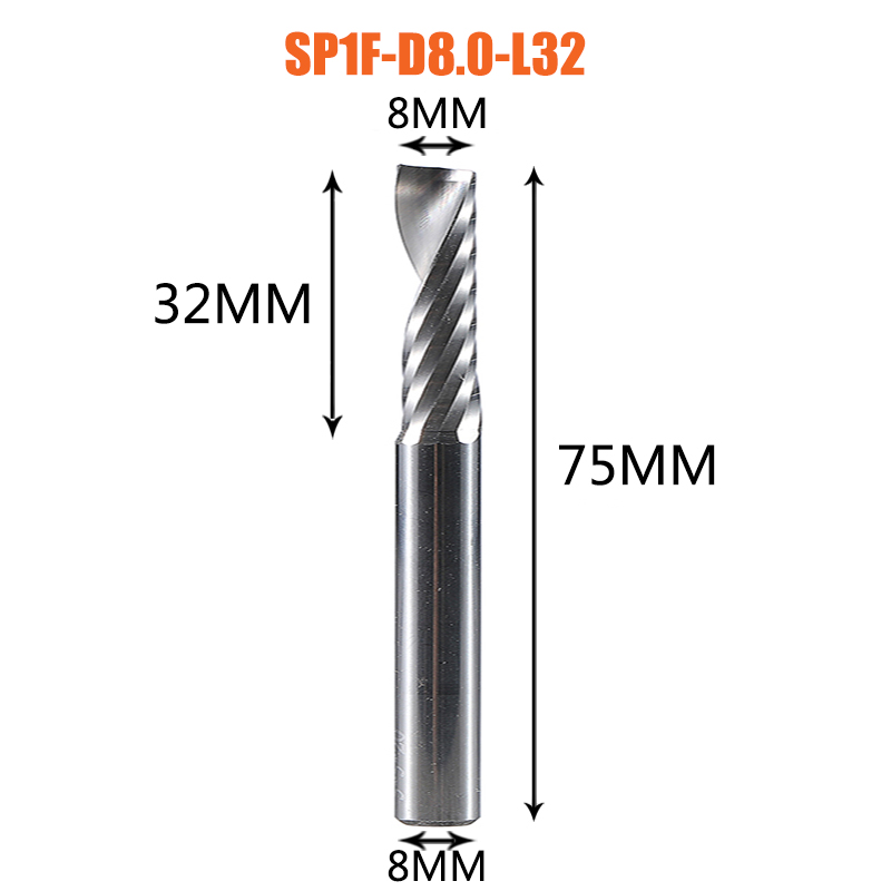 Single Flute Spiral End Mill Aluminum Milling Cutter 3D Engraving Carving Bit For Woodworking Acrylic ACM Milling