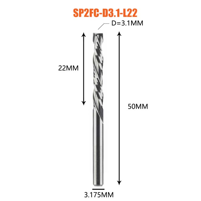 [Copy]2 Flutes Carbide Compression Router  Bits for Woodworking UP & DOWN Cut  Spiral End Mill Millling Cutters 