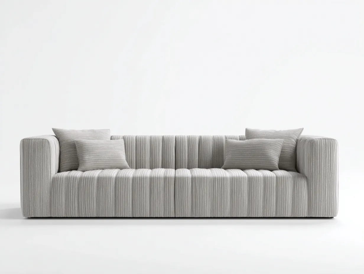 3-Sitzer Sofa aus Strukturstoff 236 x 94 x 76 cm - hellgrau - für das Wohnzimmer - modern mit vertikaler Linienoptik und vollgepolsterter Form