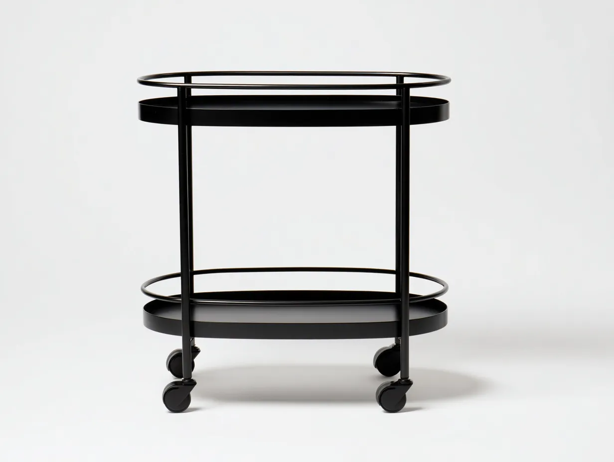 Küchenwagen Metall 78 x 45 x 86 cm - schwarz - für Küche - modern mit 2 Ebenen und Rollen