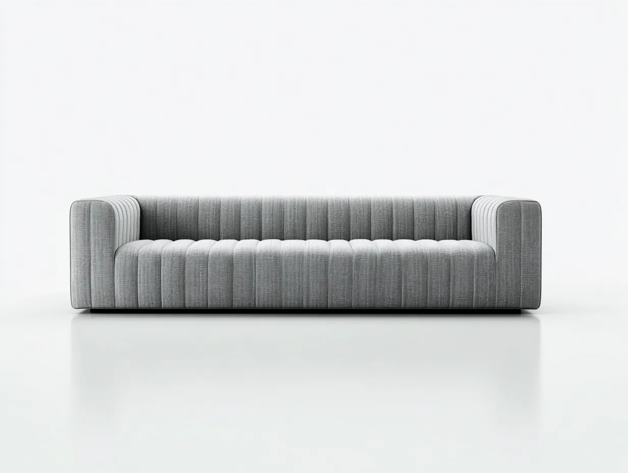 3-Sitzer Sofa Stoff 236 x 92 x 76 cm - hellgrau - für Wohnzimmer - modern mit vertikaler Steppstruktur