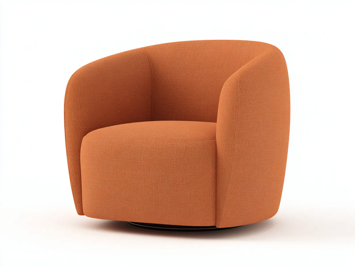 Stoffsessel 82 x 78 x 74 cm - orange - für Wohnzimmer - modern mit gerundeter Form und Drehbasis