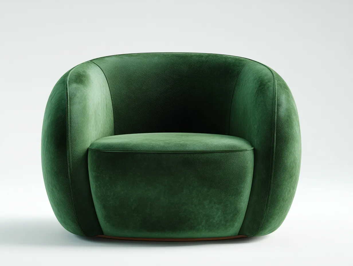Sessel aus Samtstoff 94 x 88 x 76 cm - smaragdgrün - für das Wohnzimmer - modern mit organischer Rundform und vollgepolstertem Korpus