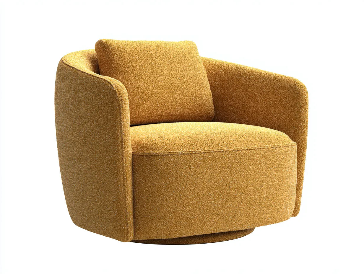 Sessel aus Stoff 88 x 84 x 78 cm - bernsteingelb - für das Wohnzimmer - modern mit gerundeter Form