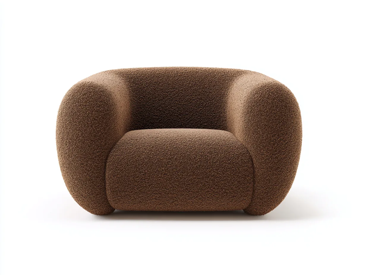Stoffsessel 86 x 82 x 74 cm - braun - für Wohnzimmer - modern mit Bouclé-Struktur und gerundeter Form