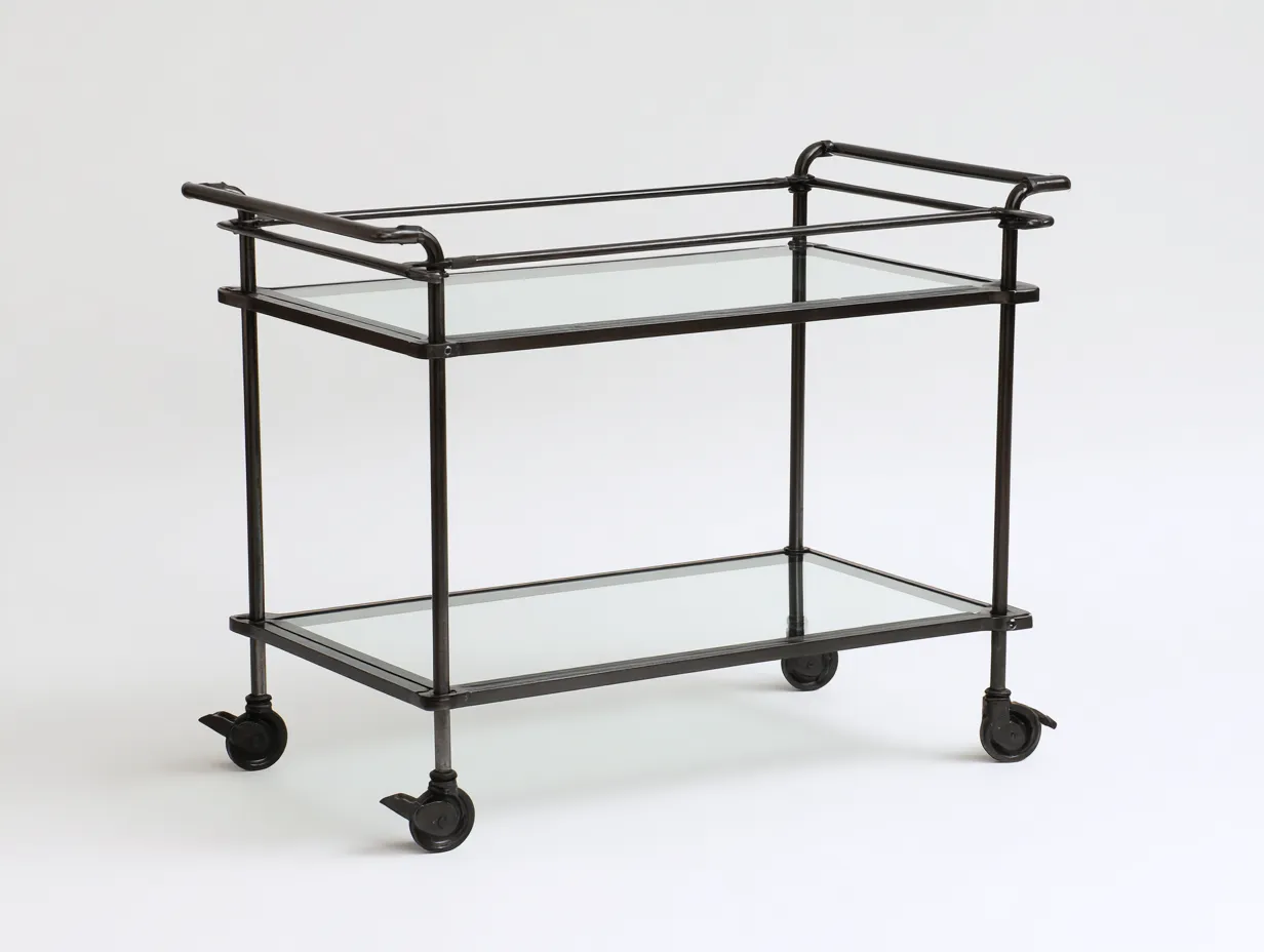 Küchenwagen Metall und Glas 82 x 45 x 86 cm - schwarz - für Küche - modern-schlichter Stil