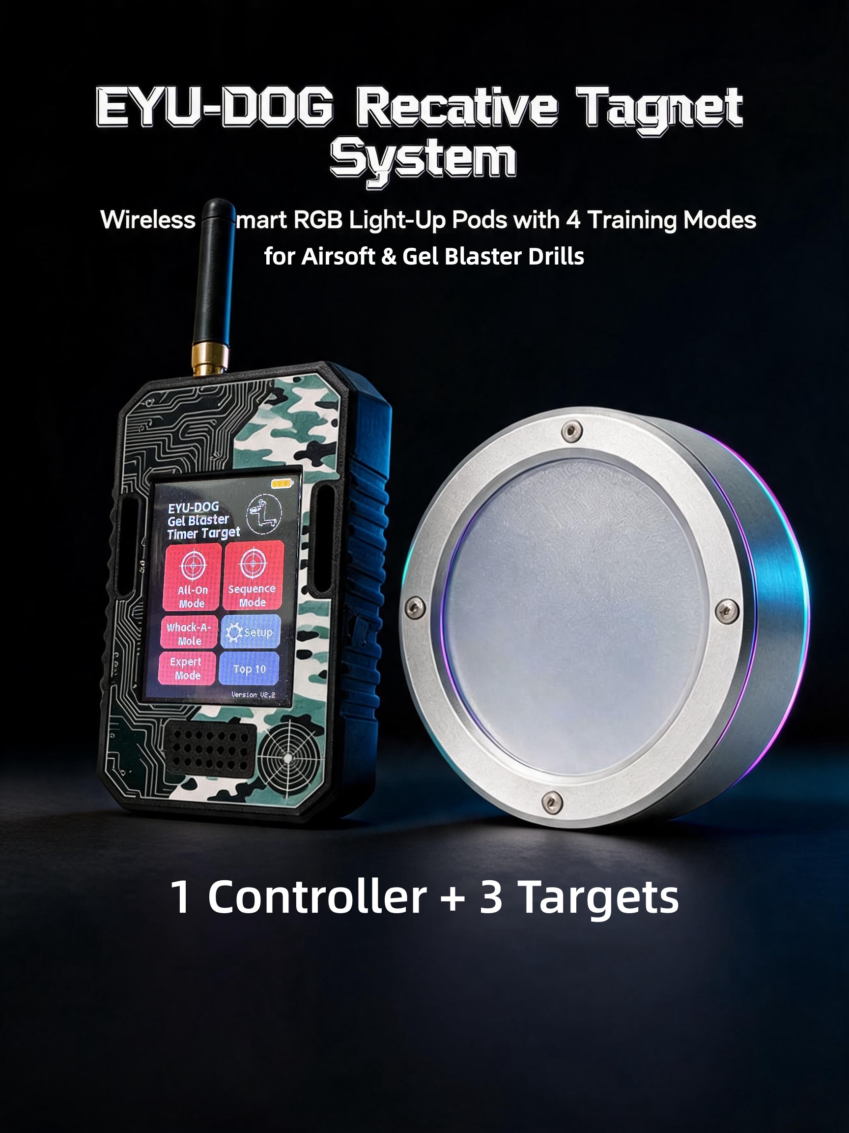 EYU-DOG Reactive Target System | Starter Kit (1 Controller + 3 Targets)