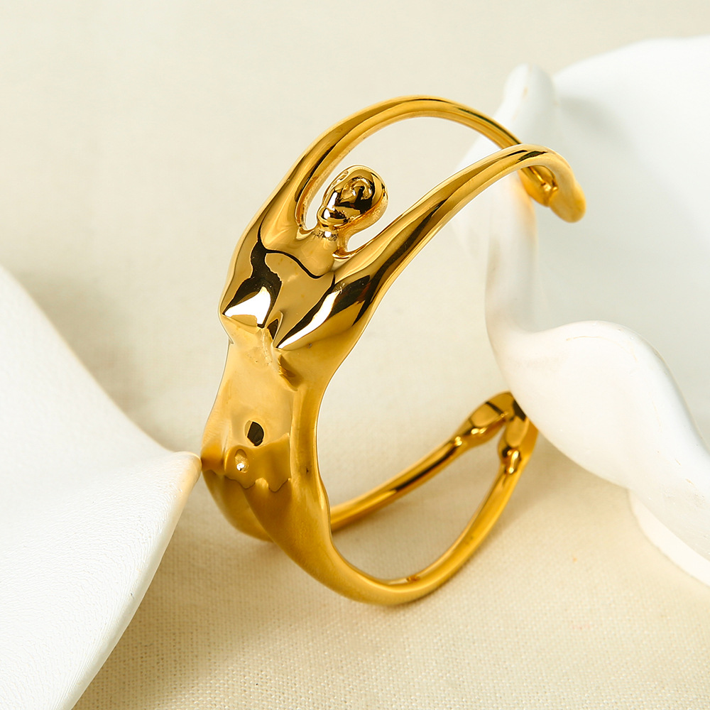 Abstract Sculptural Human Figure Open Cuff Bracelet