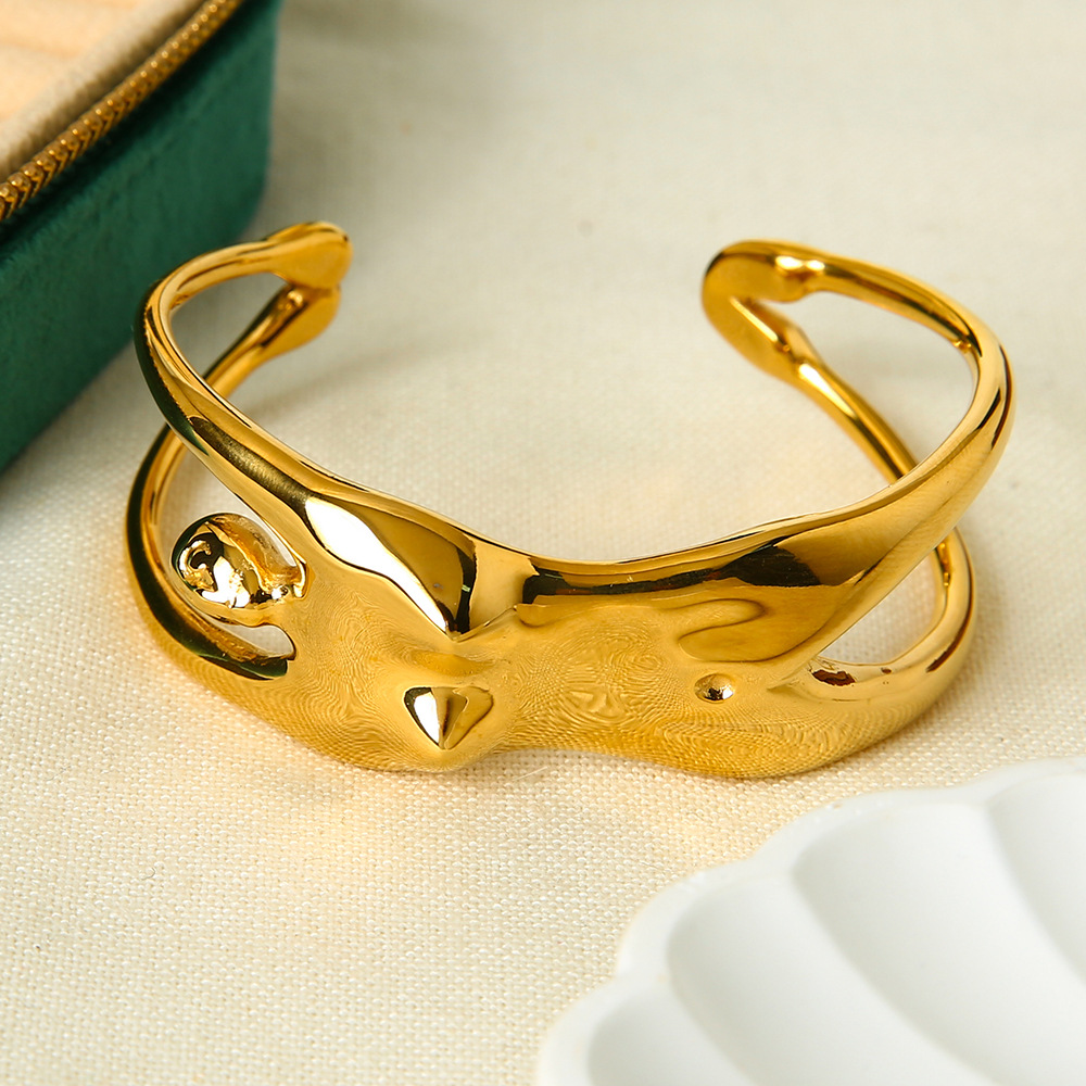 Abstract Sculptural Human Figure Open Cuff Bracelet