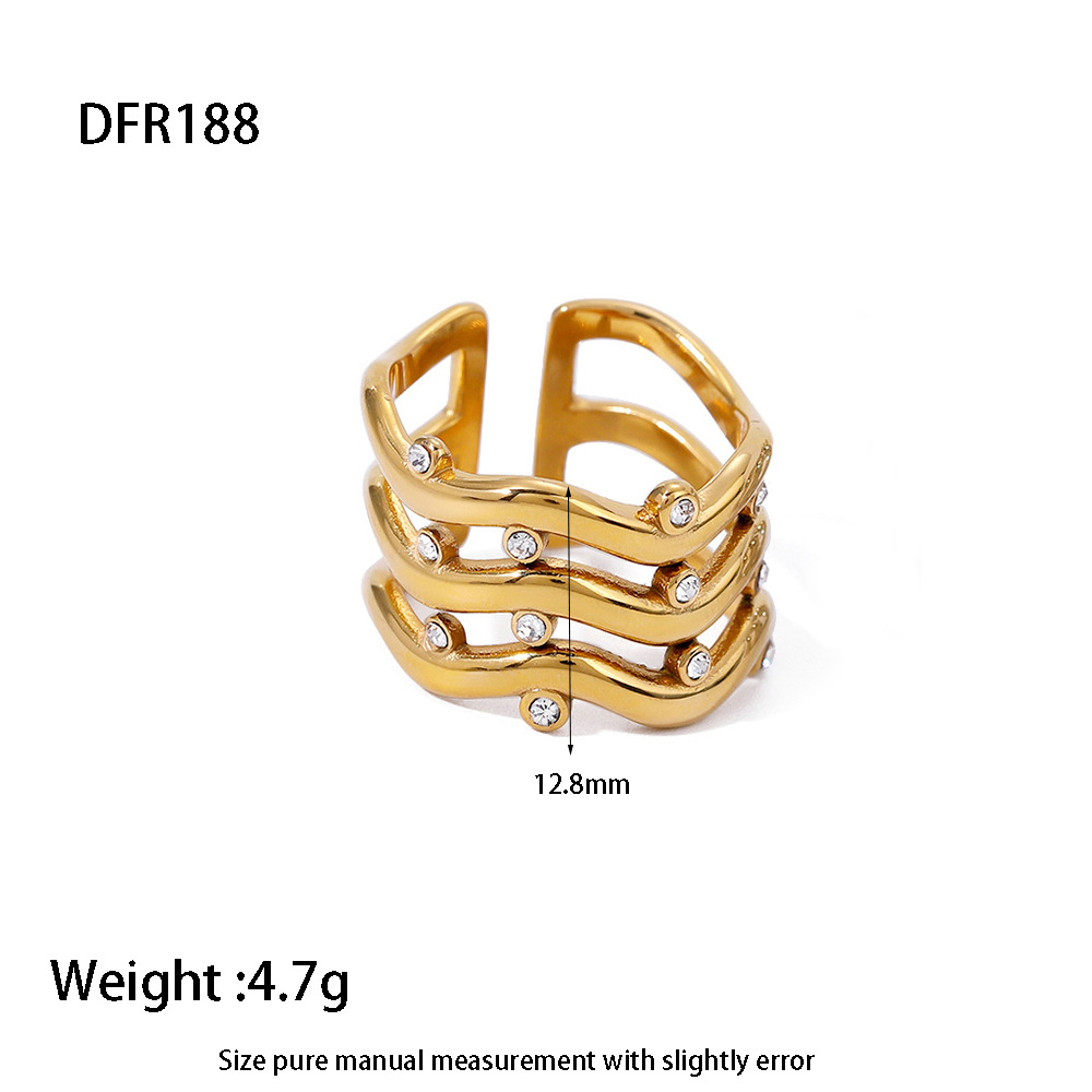 Organic Triple-Wave Crystal Open Ring