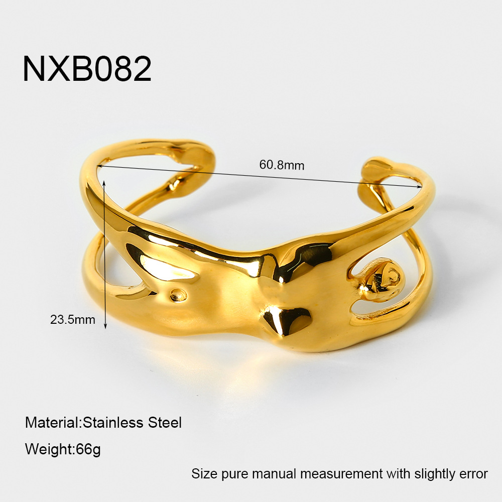 Abstract Sculptural Human Figure Open Cuff Bracelet